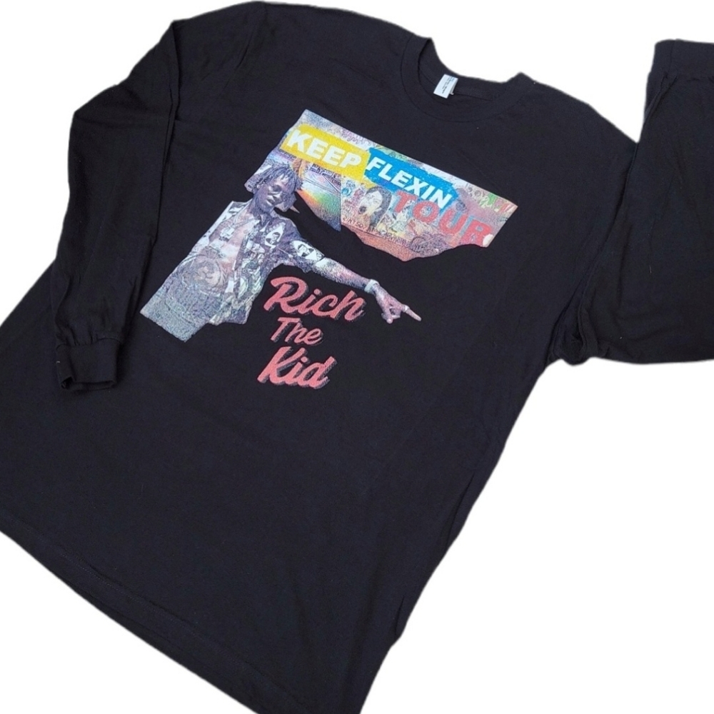 Rich The Kid Long Sleeve Black Tee Shirt In Men's XL